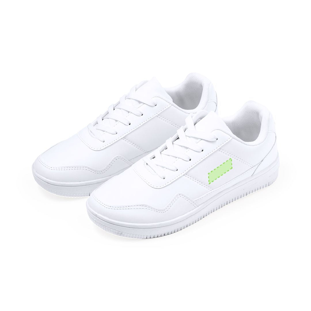 Aperçu de la zone de marquage sur la partie latérale extérieure du pied droit.