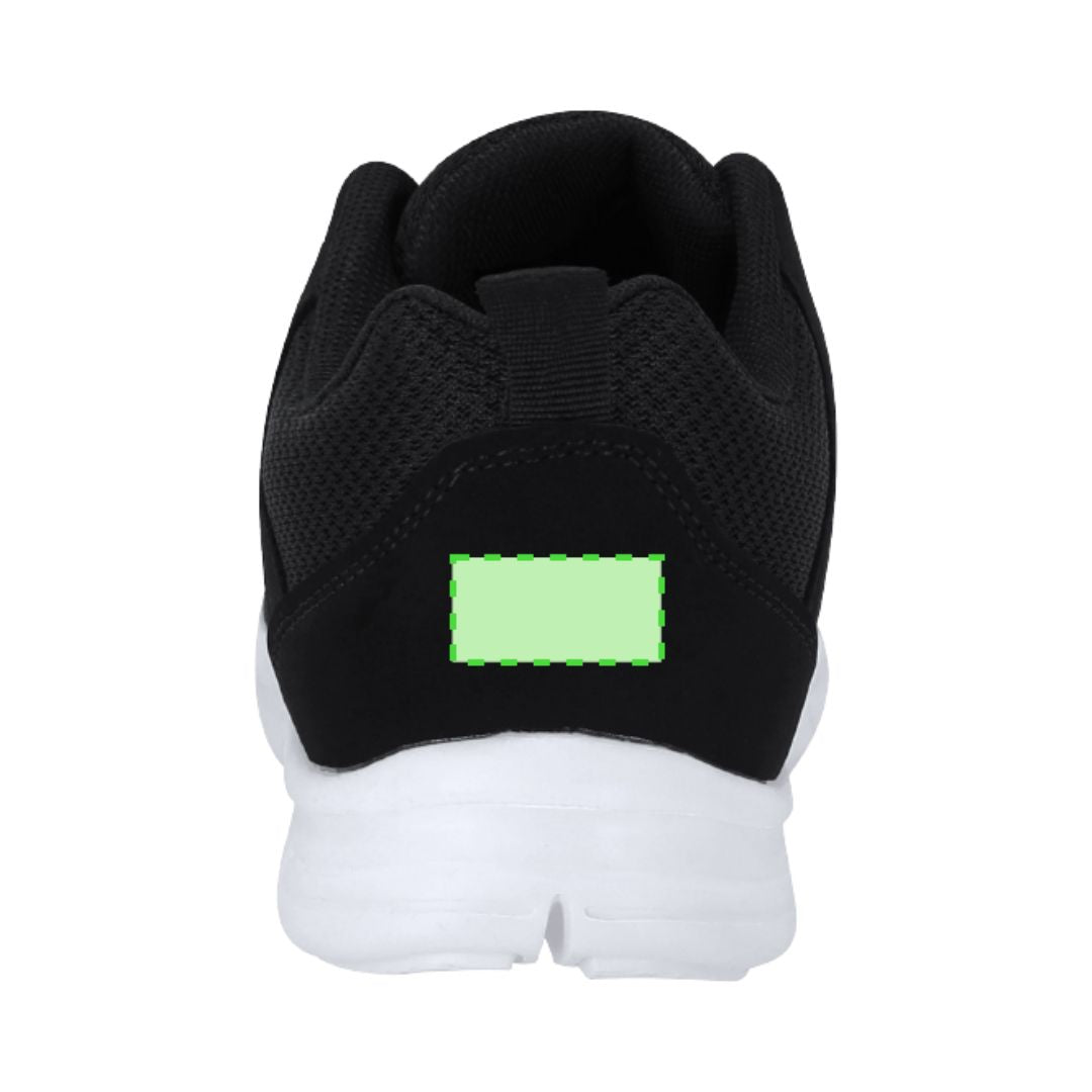 Aperçu de la zone de marquage à l'arrière du pied gauche.