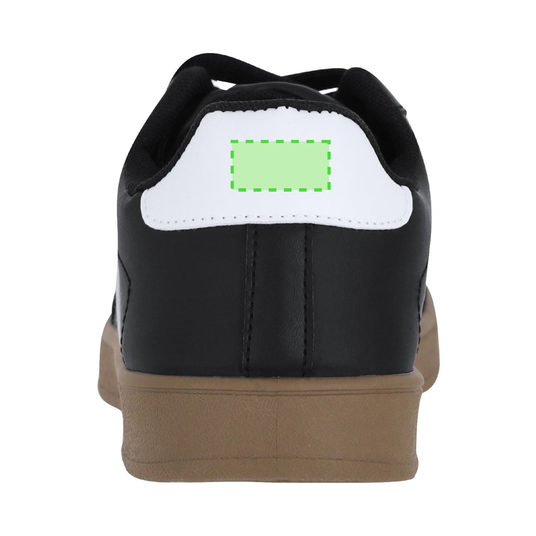 Aperçu de la zone de marquage à l'arrière du pied gauche.