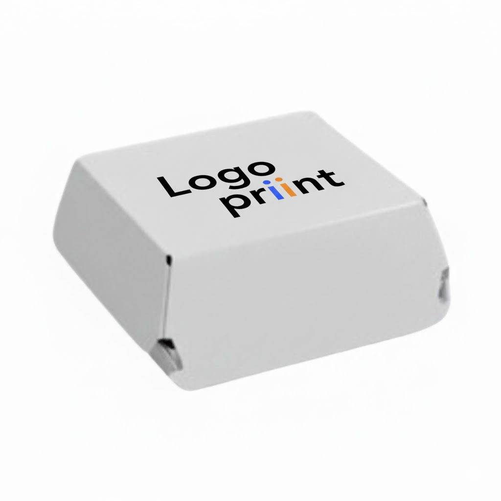 Boîte à burger blanche personnalisable avec logo.