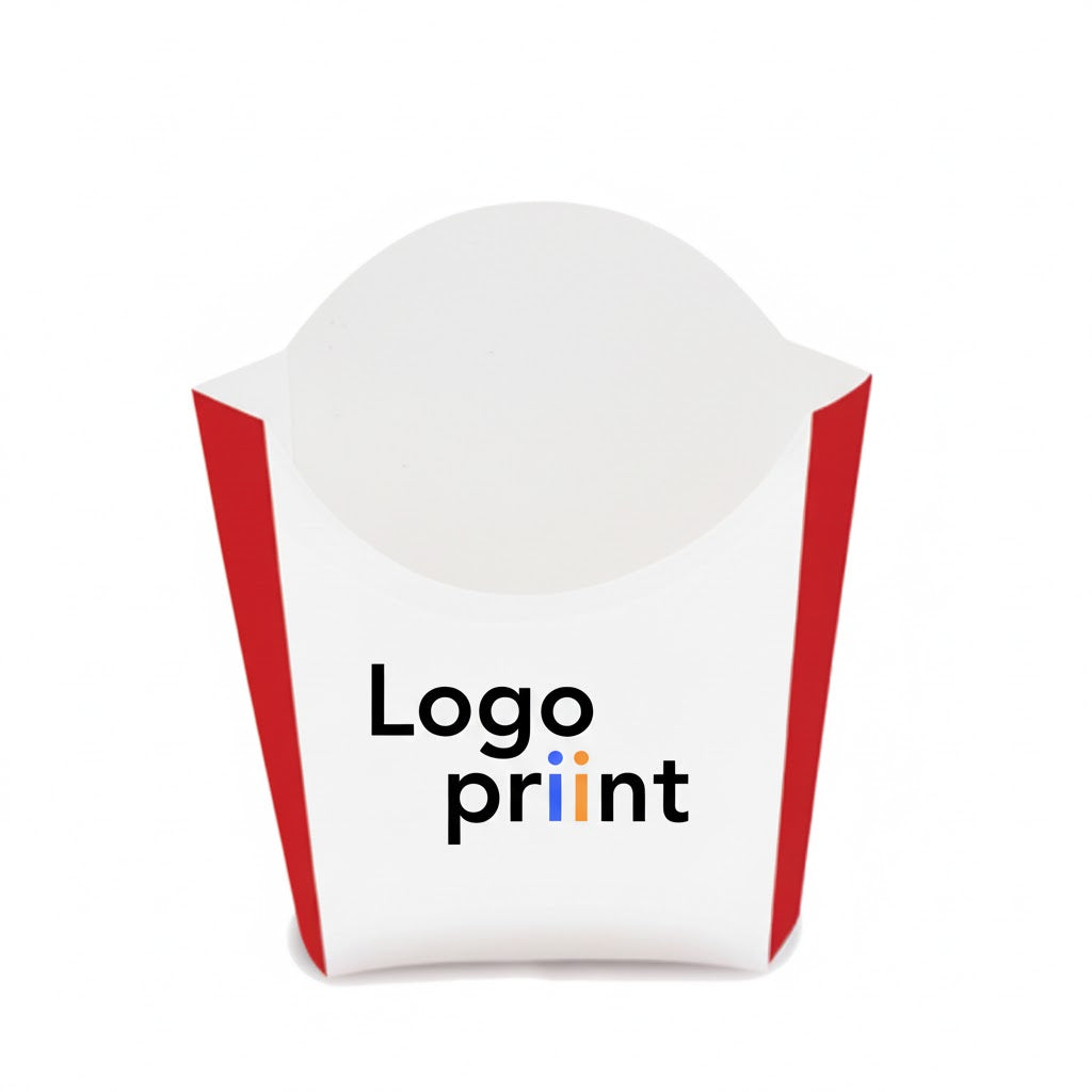 Cornet de frites blanc personnalisable avec logo.