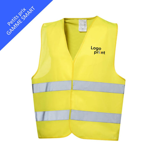 Gilet de sécurité Smart jaune unisexe personnalisable avec logo.