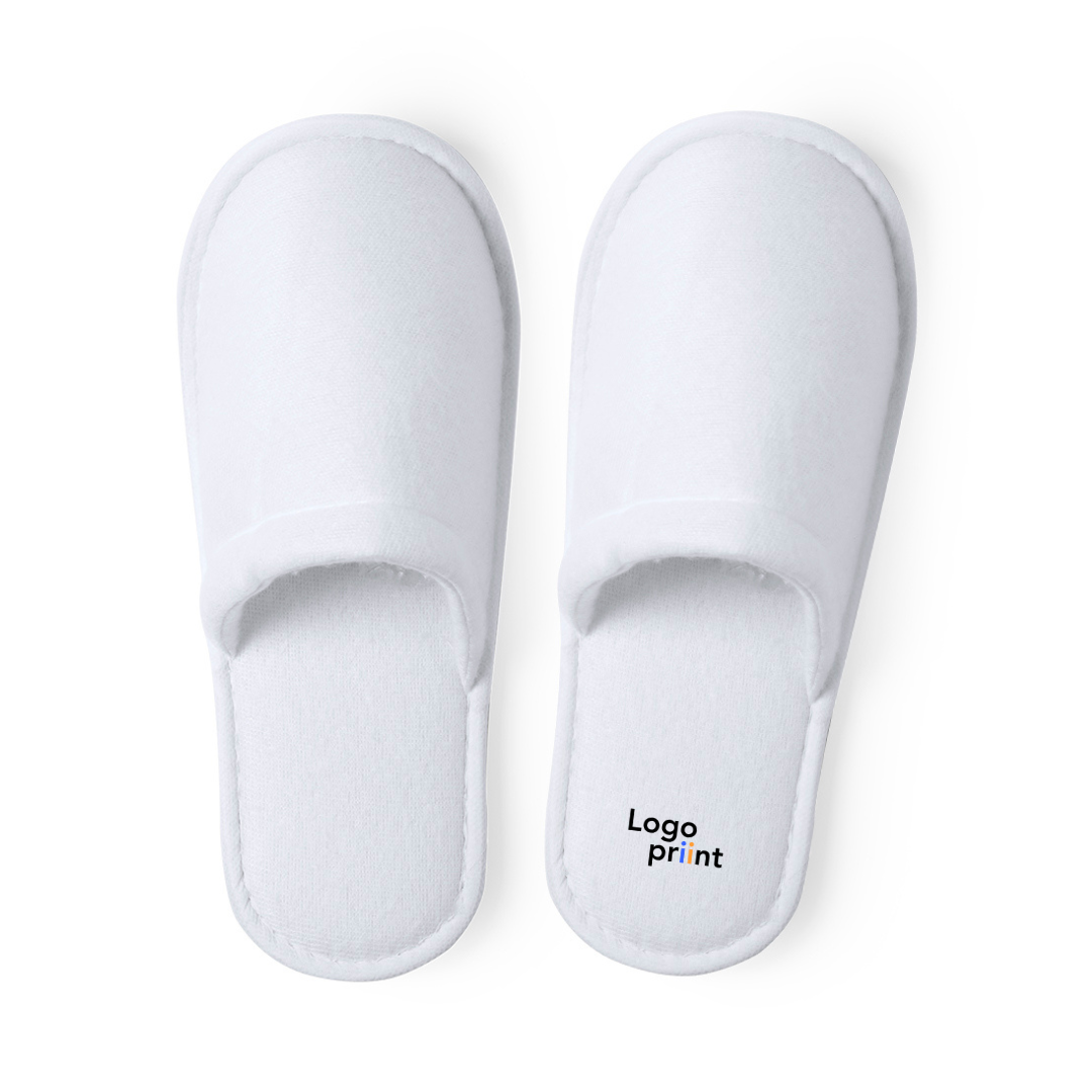 Chaussons blancs unisexe personnalisables avec logo.
