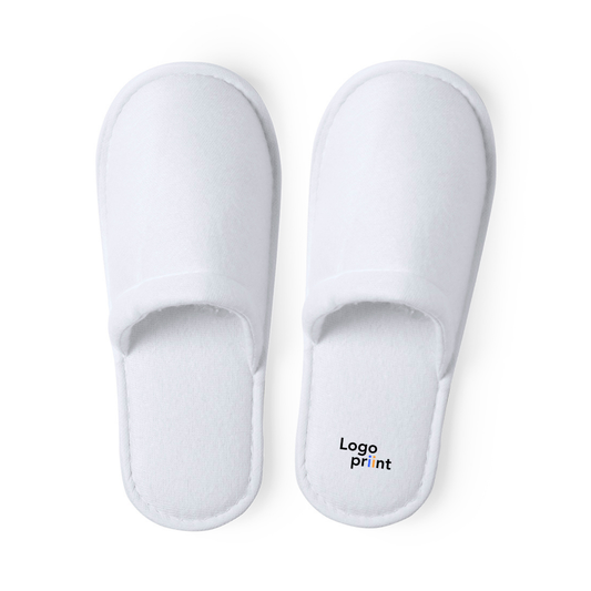 Chaussons blancs unisexe personnalisables avec logo.