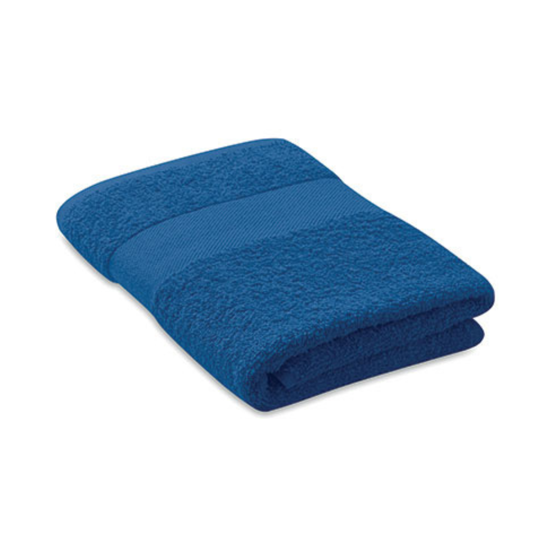 Serviette de bain 50x100 bleue personnalisable avec logo.