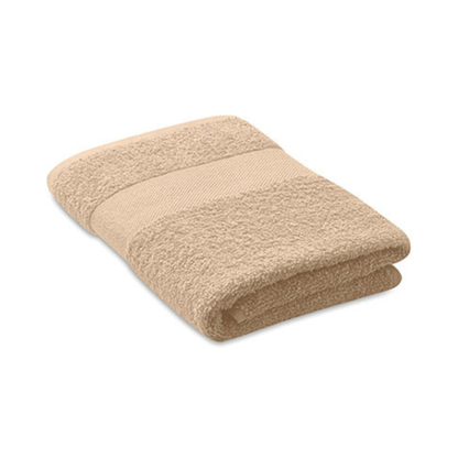 Serviette de bain 50x100 beige personnalisable avec logo.