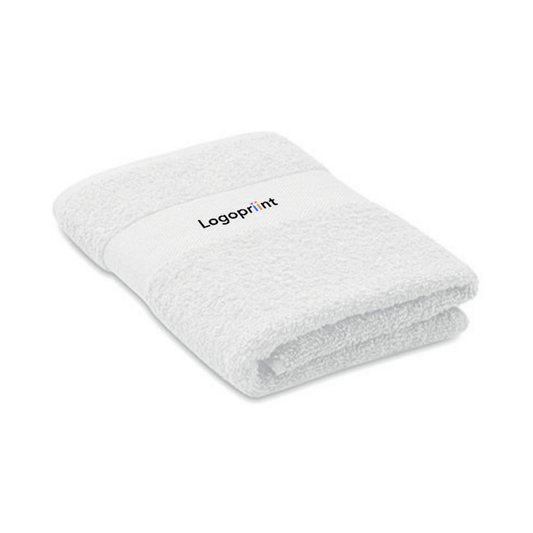 Serviette de bain 50x100 blanche personnalisable avec logo.