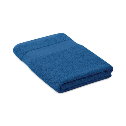Serviette de bain 70x140 bleue personnalisable avec logo.
