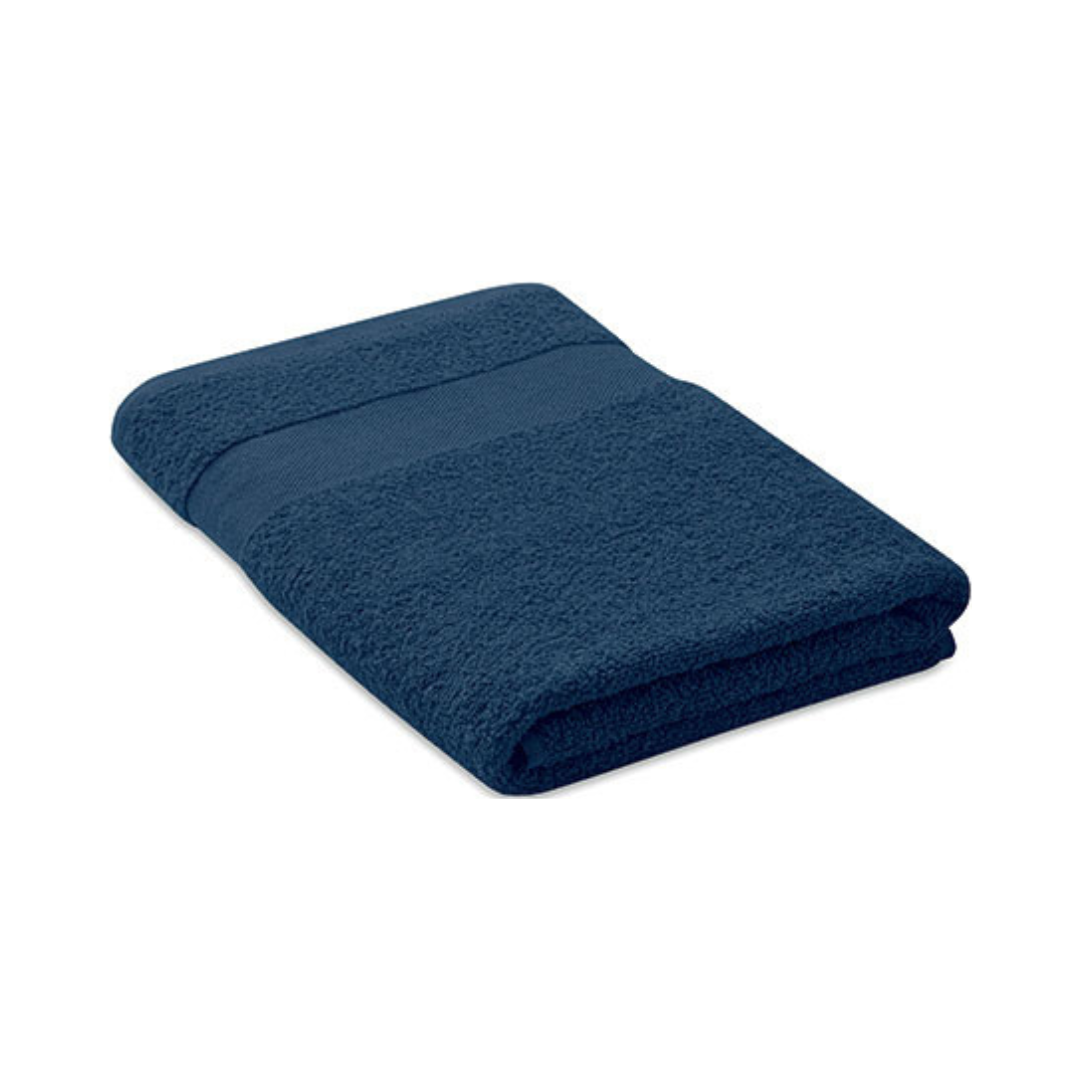 Serviette de bain 70x140 bleu marine personnalisable avec logo.