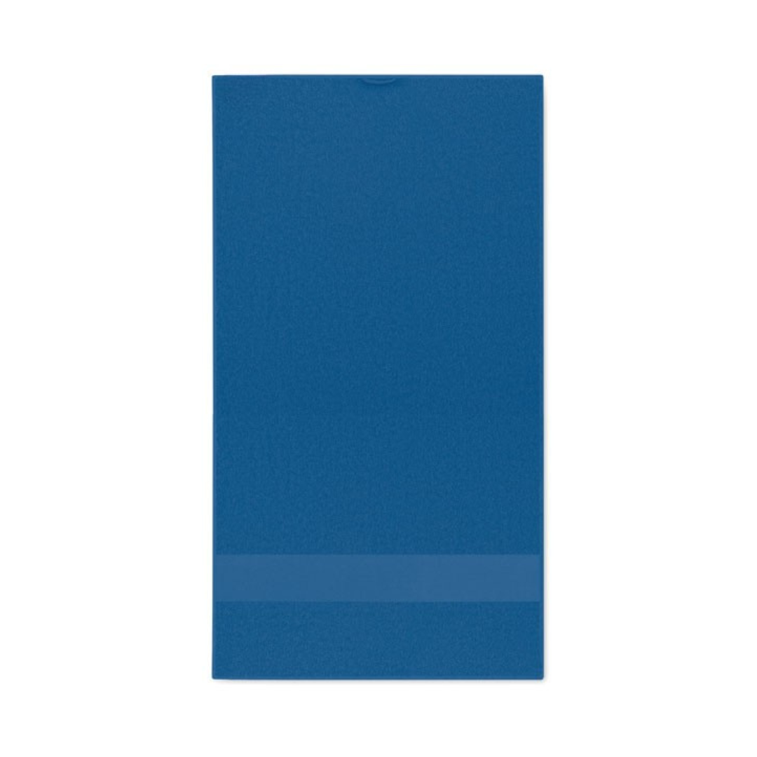 Serviette de bain 30x50 bleue personnalisable avec logo.