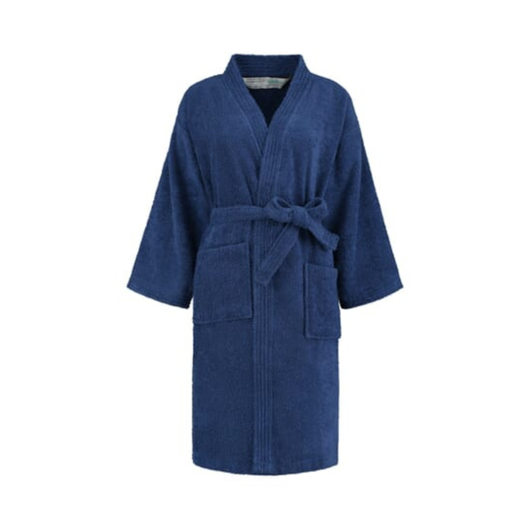 Peignoir bleu unisexe personnalisable avec logo.