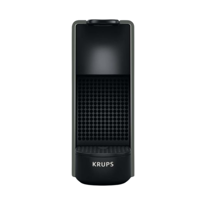 Machine à café grise et noire personnalisable avec logo vue de face.